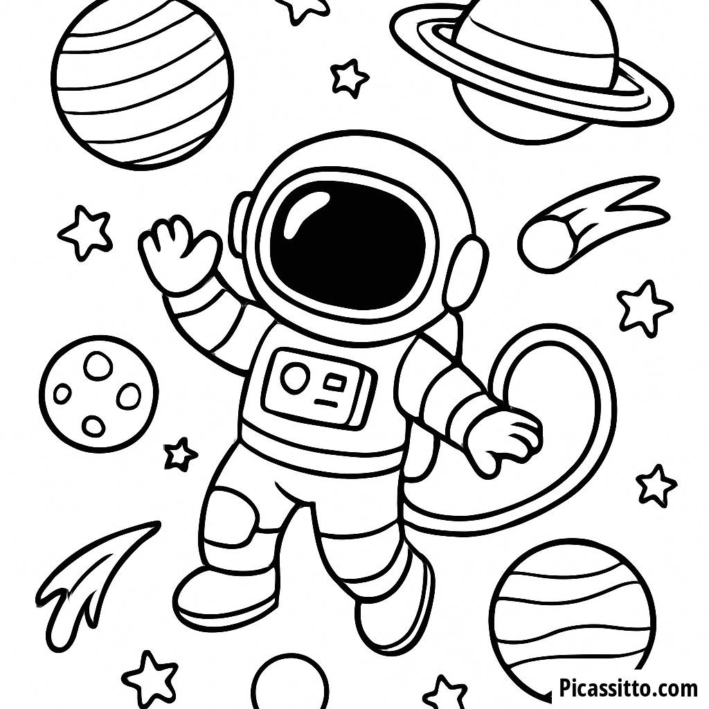 Schwimmende Astronauten Malvorlage