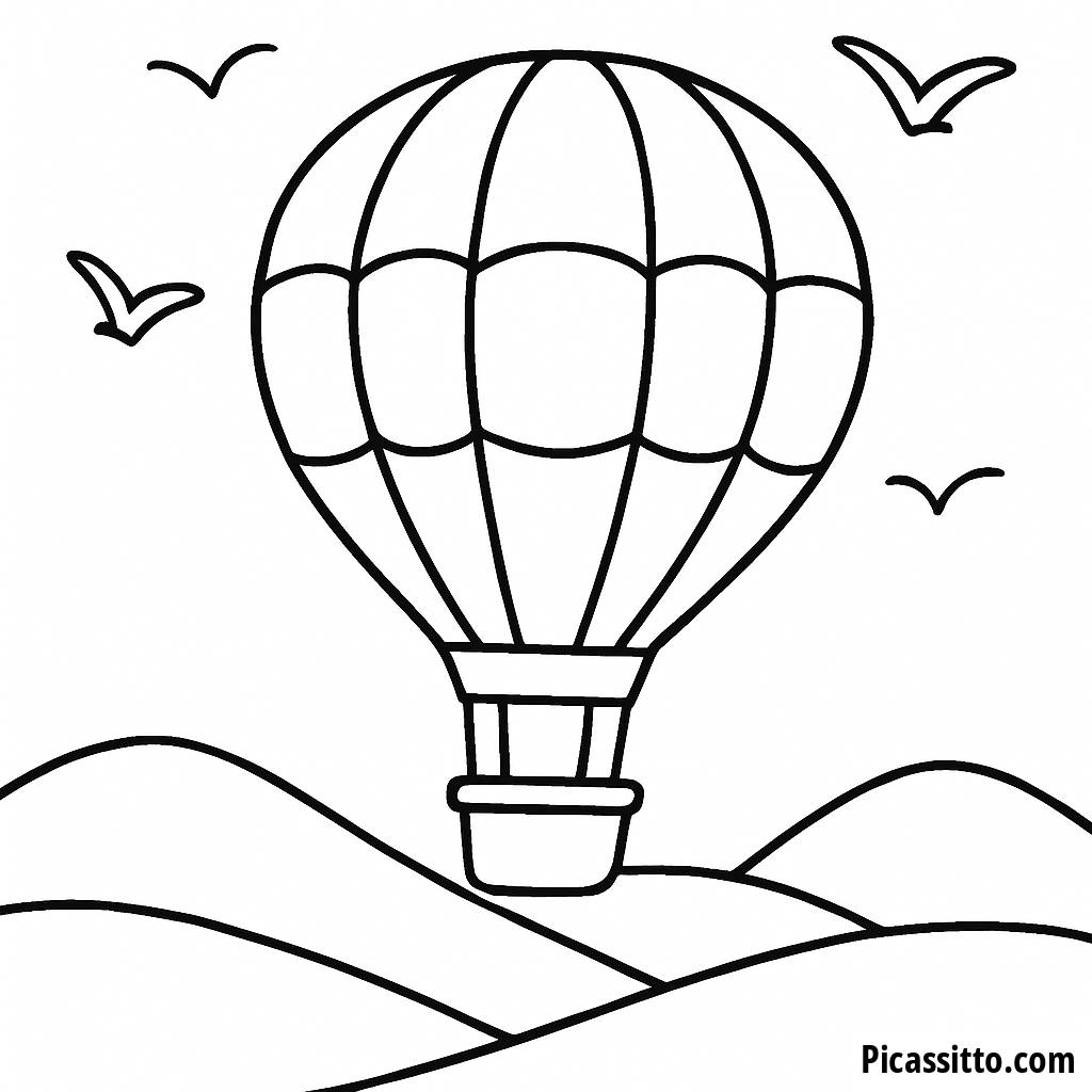 Amusement Flottant : Page à Colorier Montgolfière