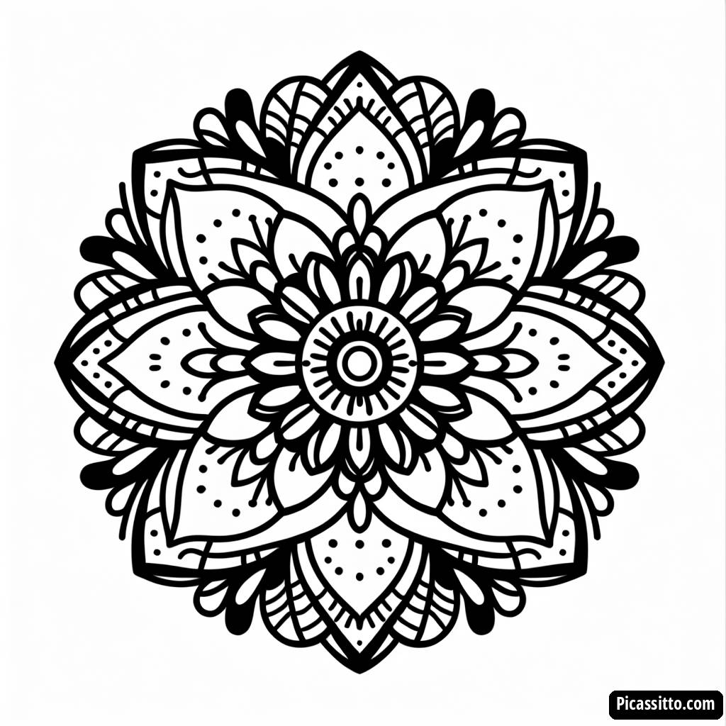 Pagina da Colorare Mandala di Fiori