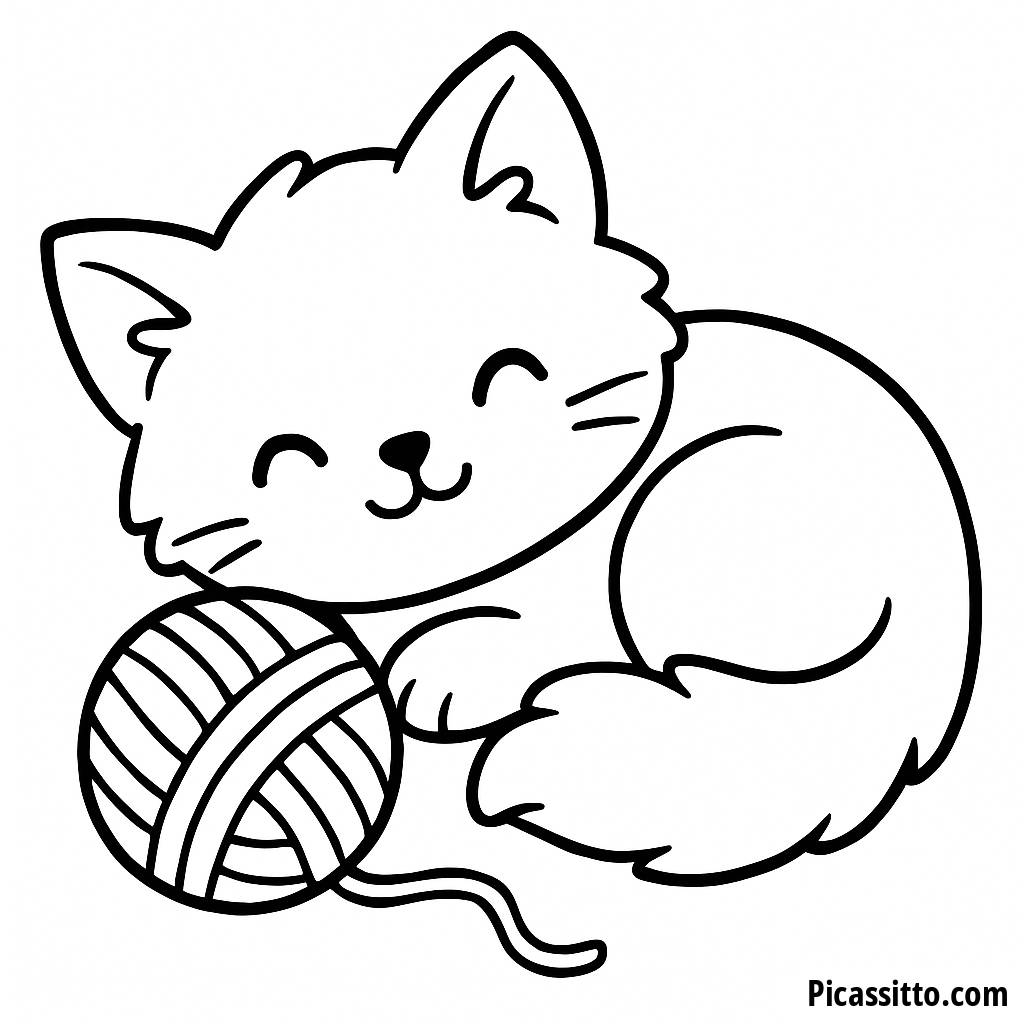 Página para Colorear de un Gatito Esponjoso