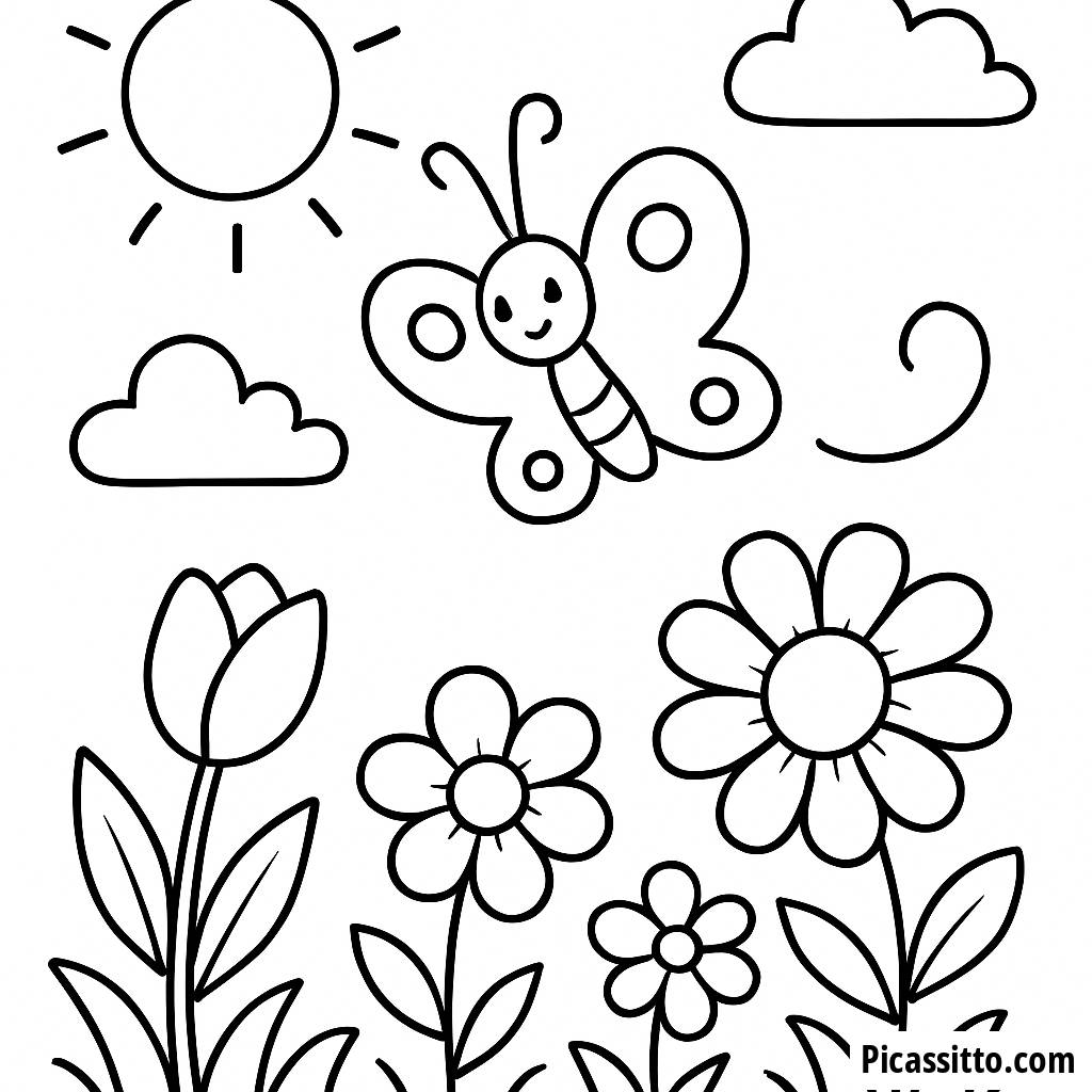 Fluttering Butterfly Coloring Page