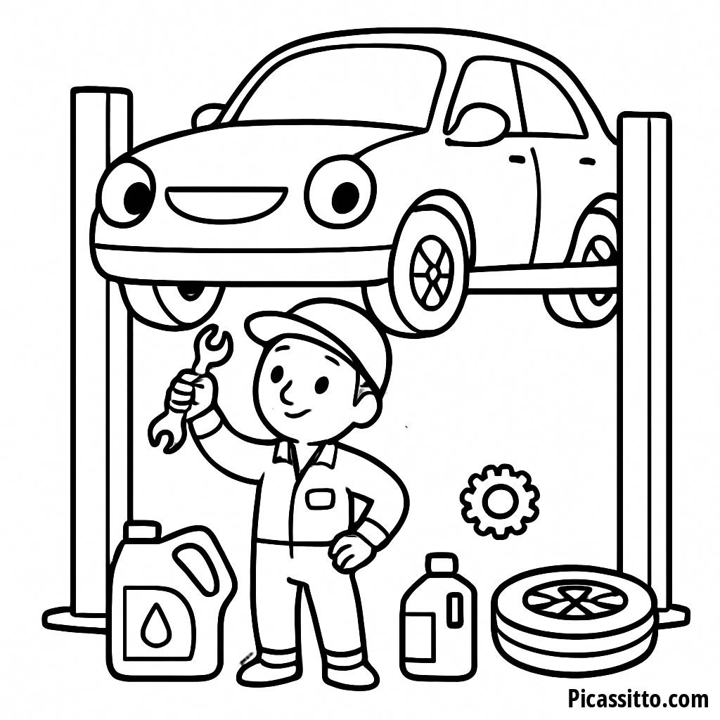 Free Printable Mechanic Coloring Page for Kids