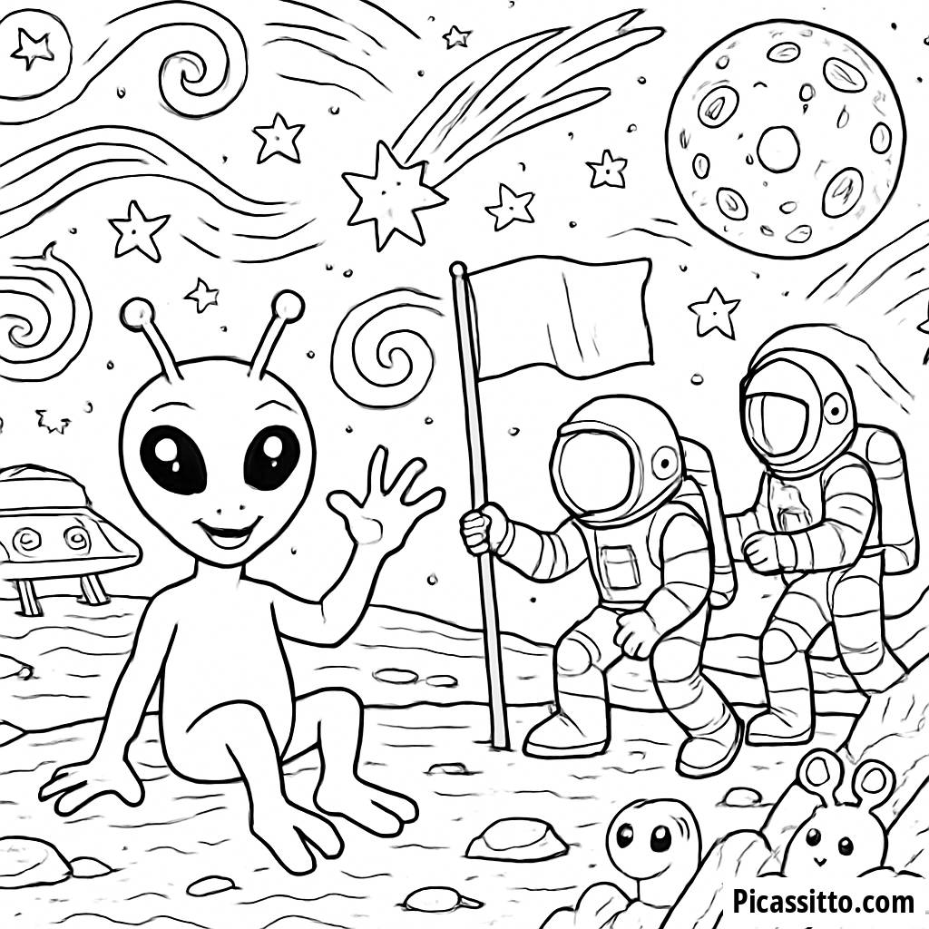 Freundlicher Alien Ausmalbild