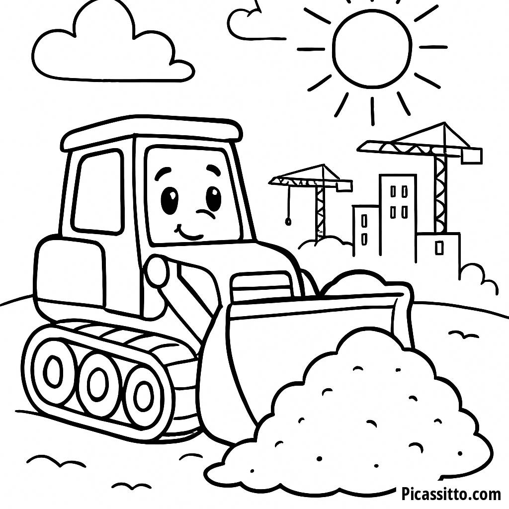 Friendly Bulldozer Coloring Page