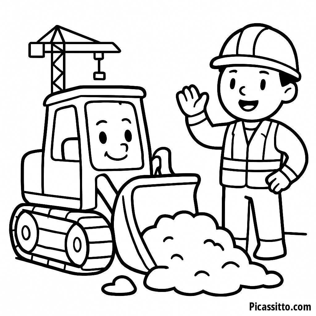 Friendly Bulldozer Coloring Page