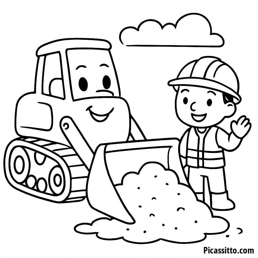 Friendly Bulldozer Coloring Page
