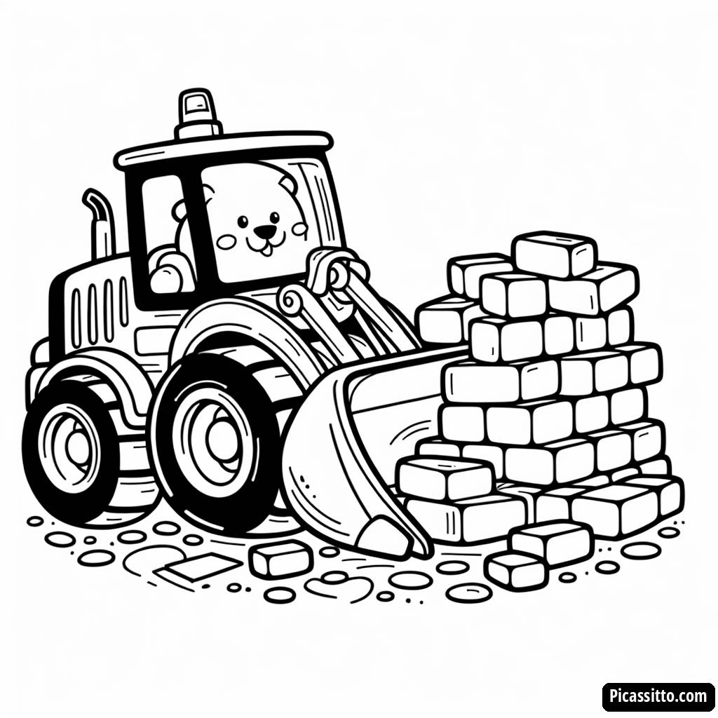 Раскраска Дружелюбного Бульдозера