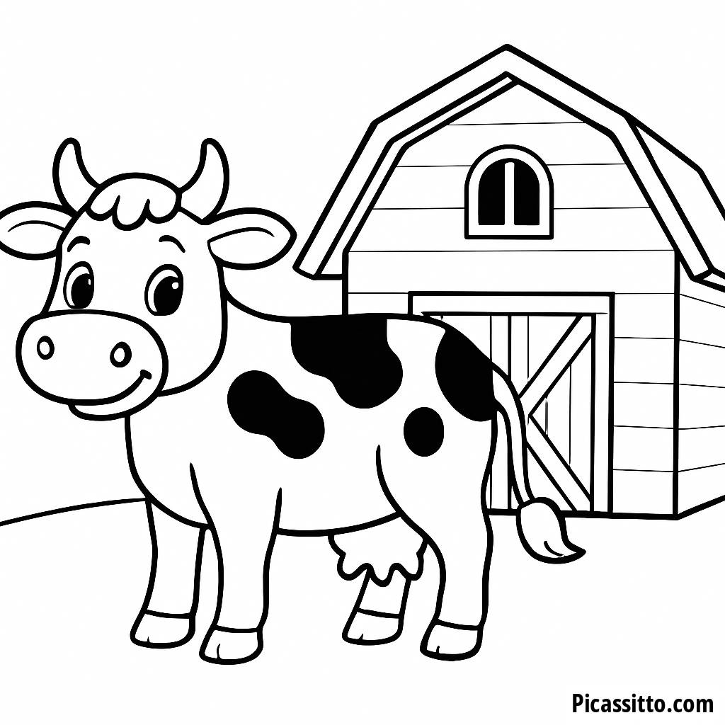 Friendly Cow Coloring Page