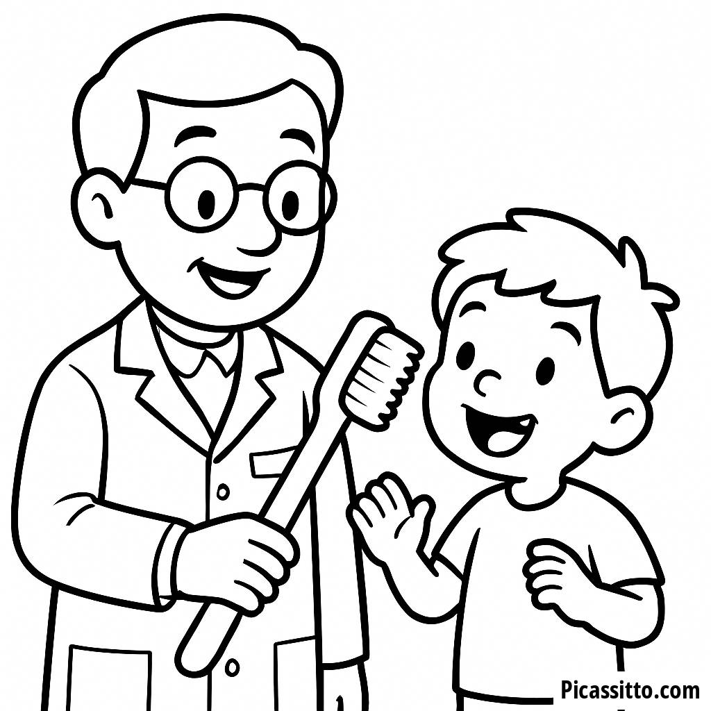 Página para Colorear del Dentista Amigable