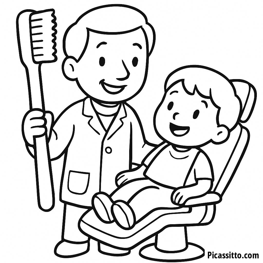 Friendly Dentist Coloring Page