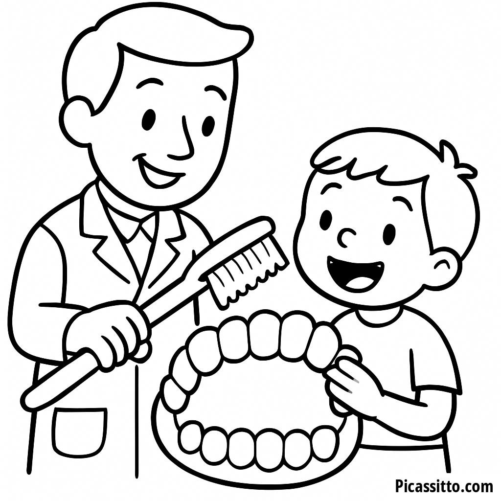 Página para Colorear del Dentista Amigable