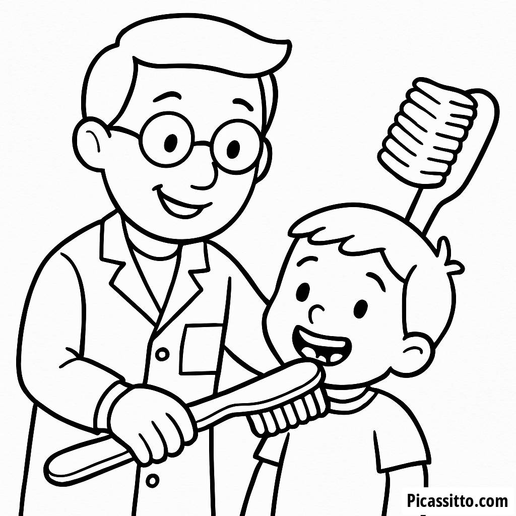 Friendly Dentist Coloring Page