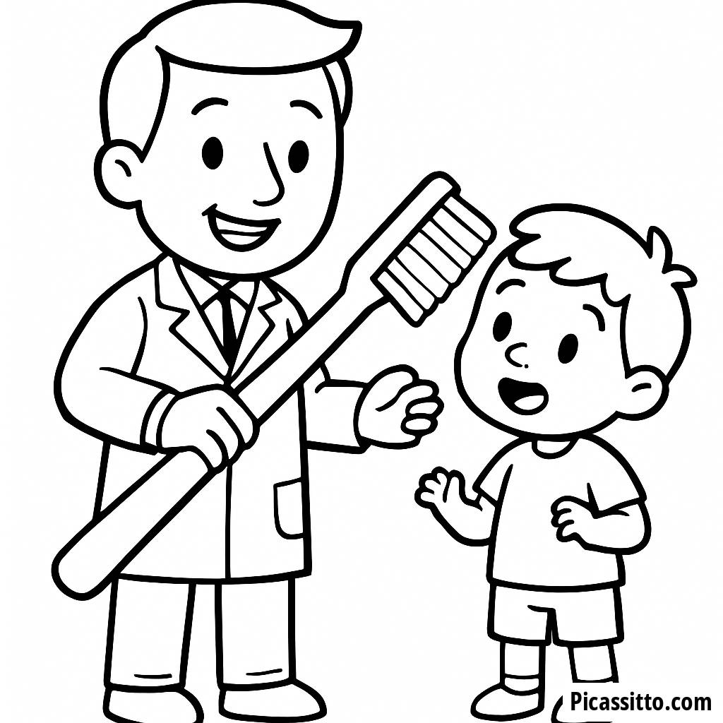 Friendly Dentist Coloring Page