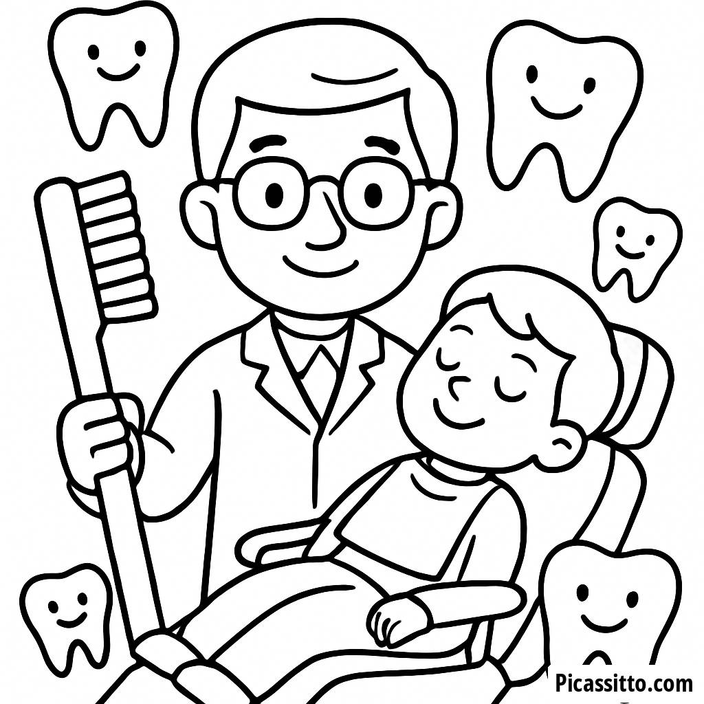 Página para Colorear de Dentista Amigable