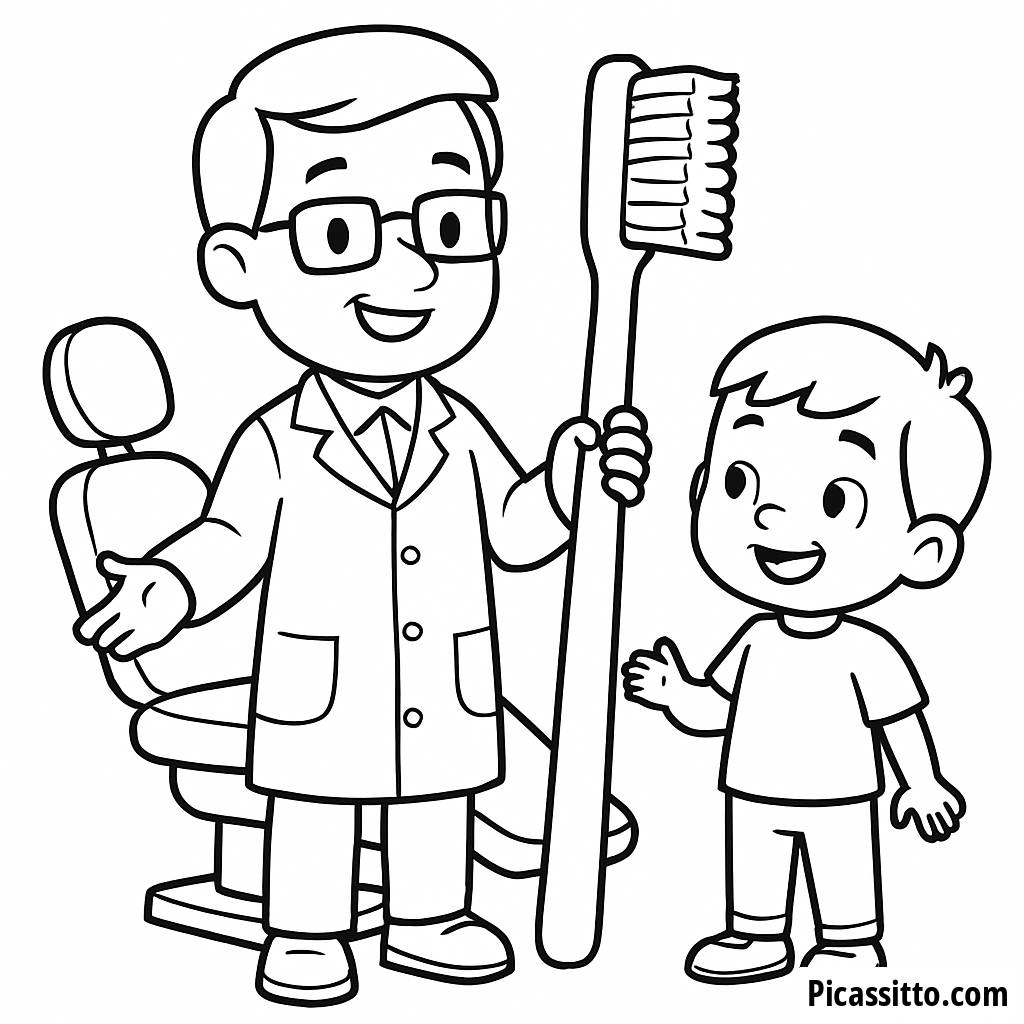 Page à Colorier du Dentiste Amical