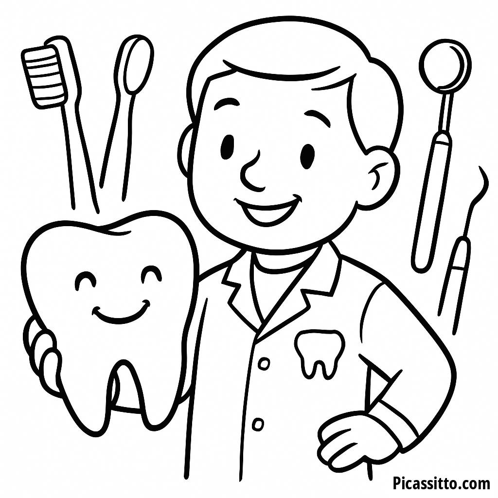 Page à Colorier du Dentiste Amical
