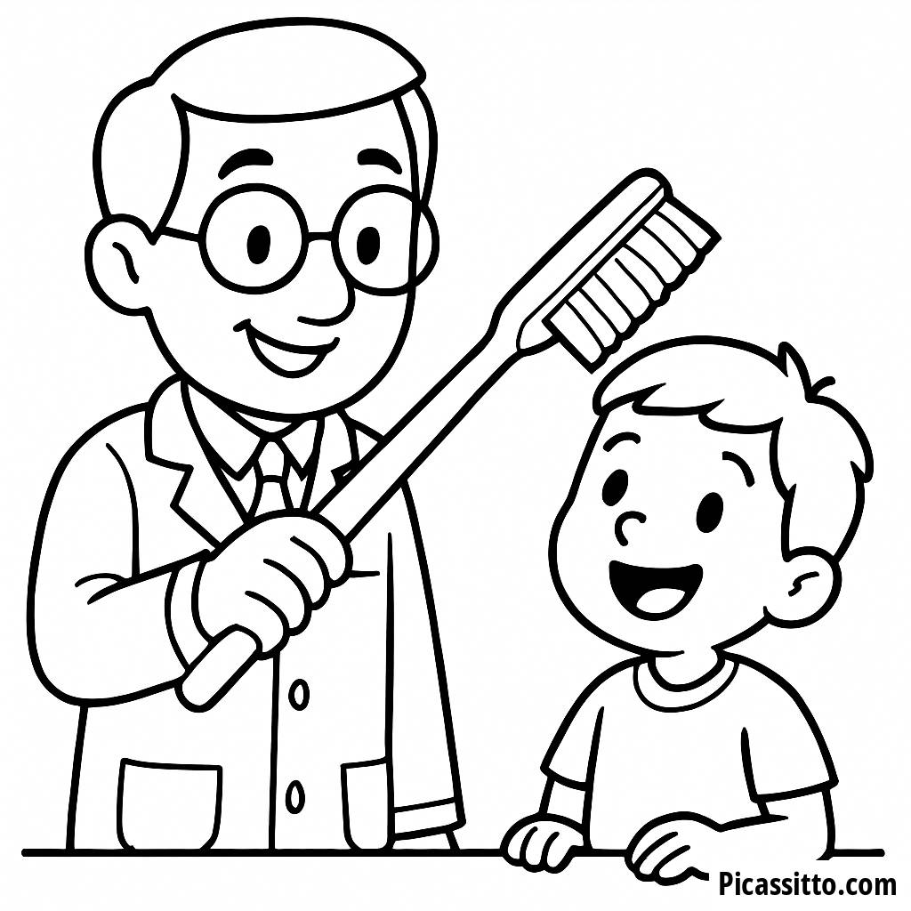 Friendly Dentist Coloring Page