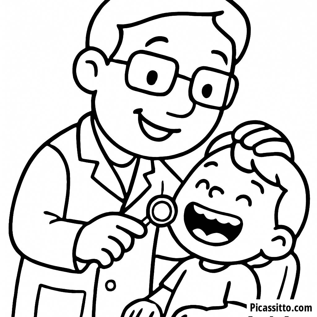 Freundliche Zahnarzt Ausmalbild für Kinder