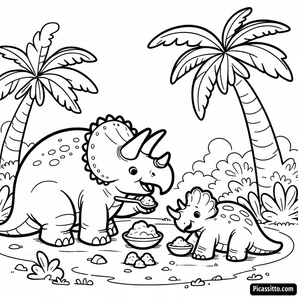 Pagina da Colorare di Dinosauri Amichevoli