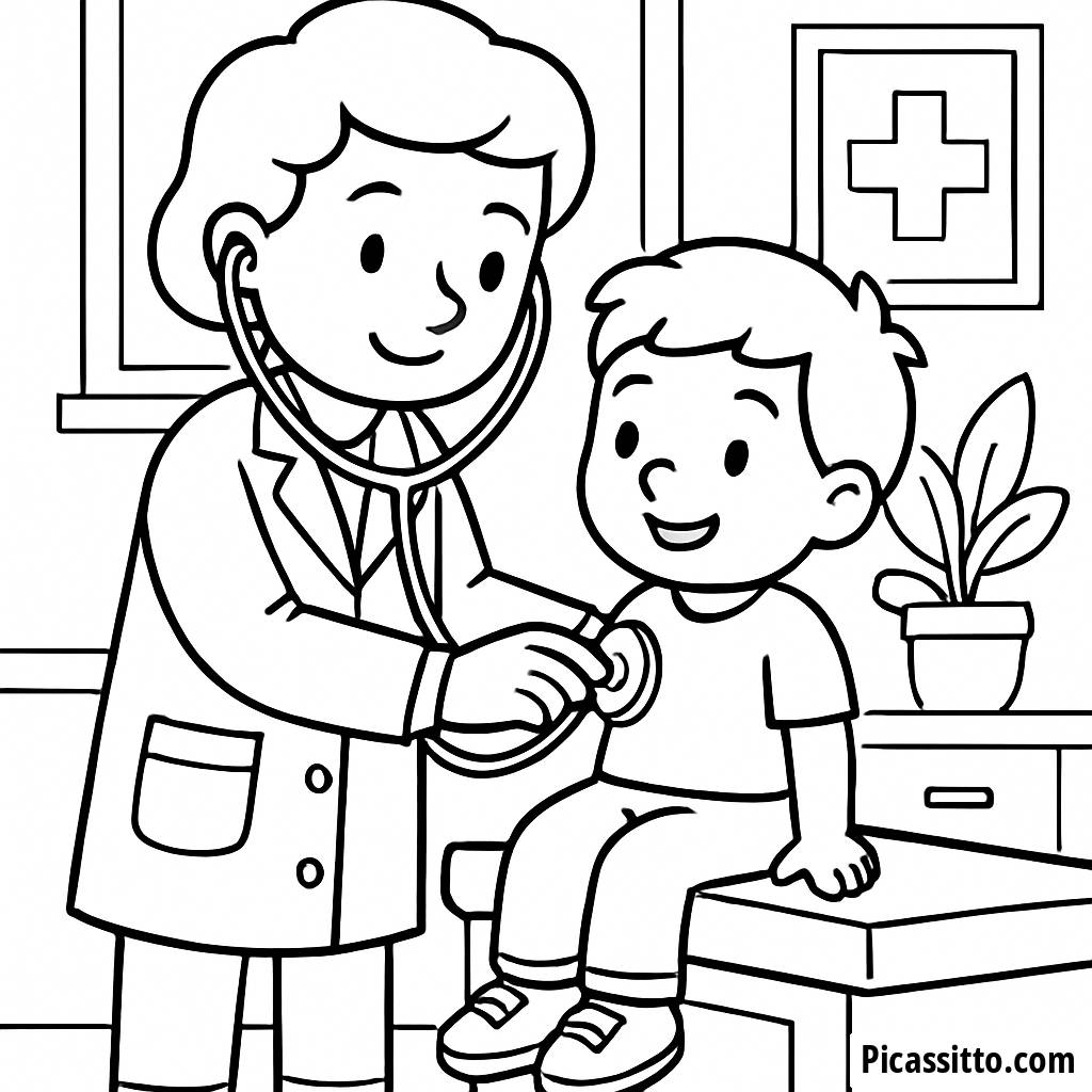Friendly Doctor Coloring Page