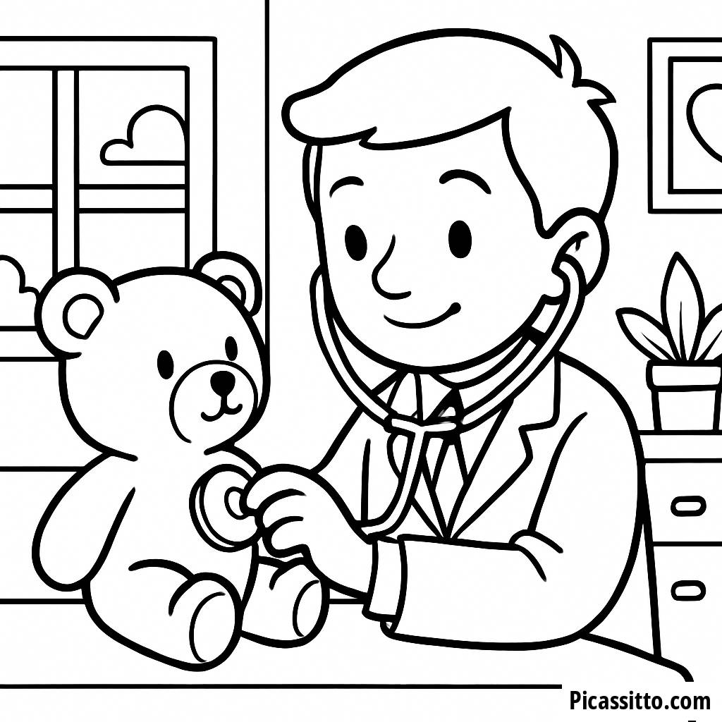 Página para Colorir de um Médico Amigável