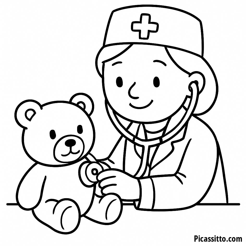 Página para Colorear de un Médico Amigable