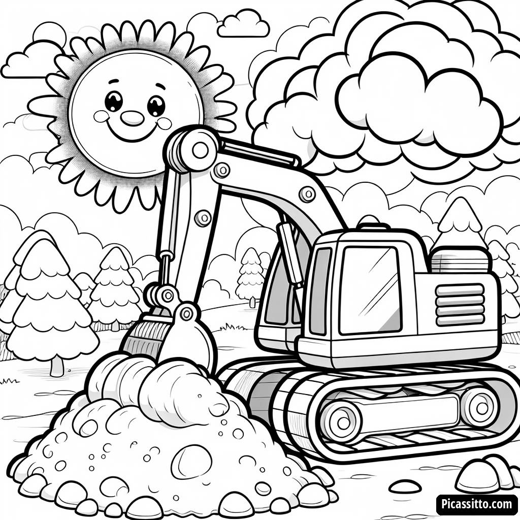Раскраска Дружелюбного Экскаватора