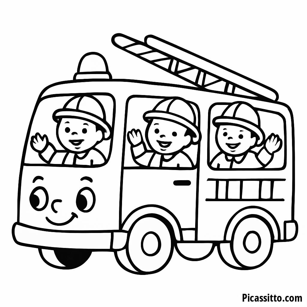 Friendly Fire Truck Coloring Page