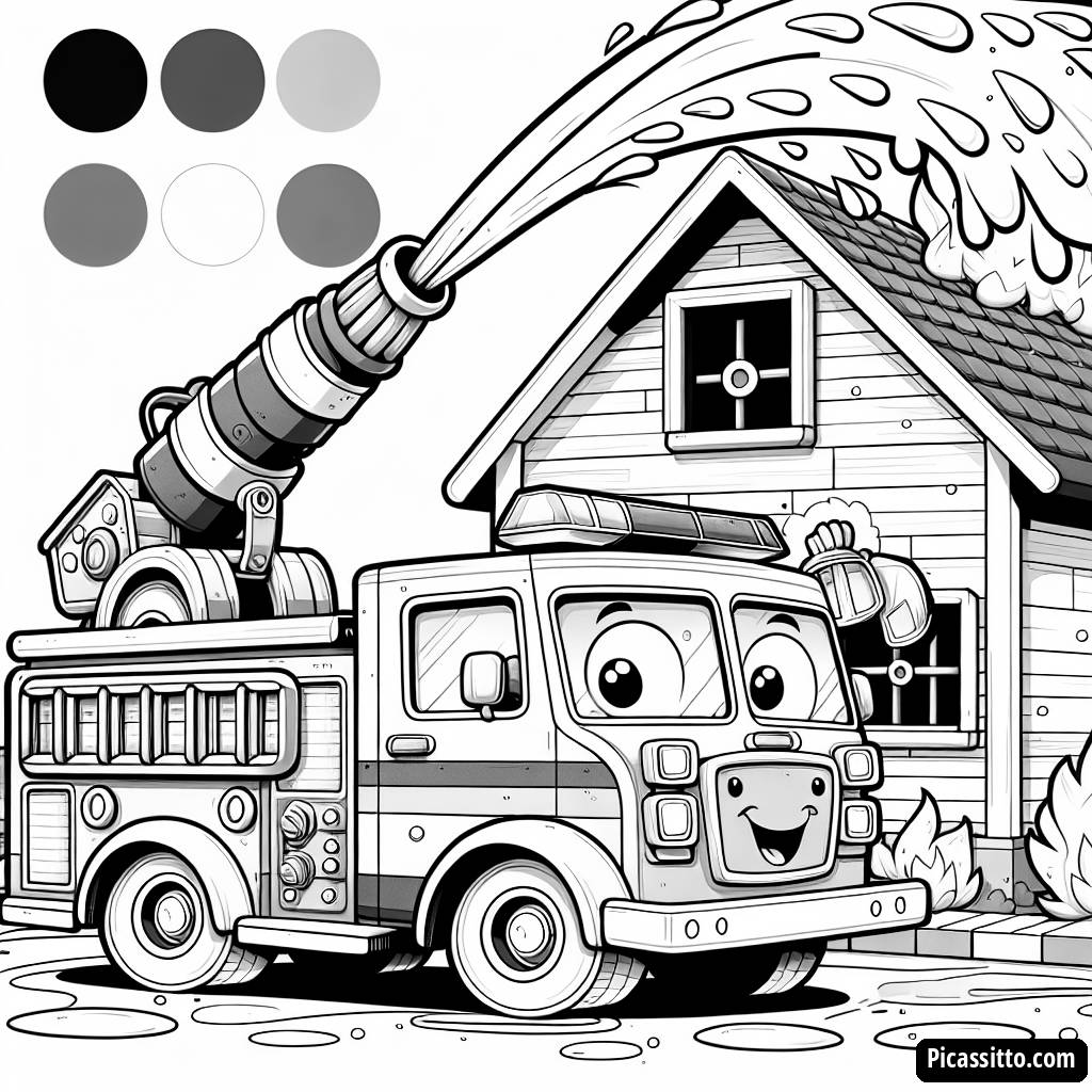 Friendly Fire Truck Coloring Page