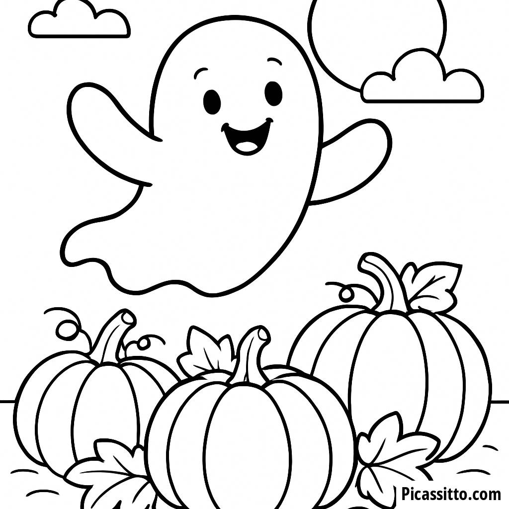 Pagina da Colorare Fantasma Amichevole