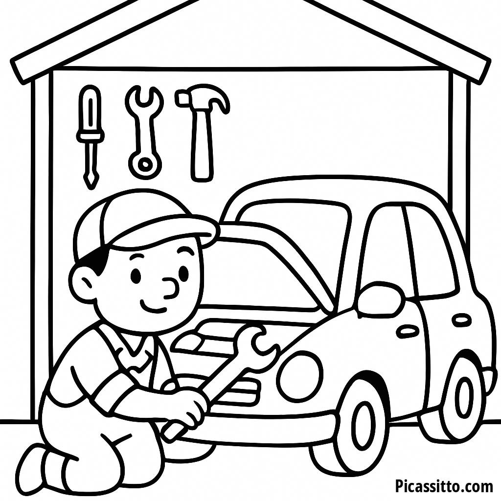 Friendly Mechanic Coloring Page
