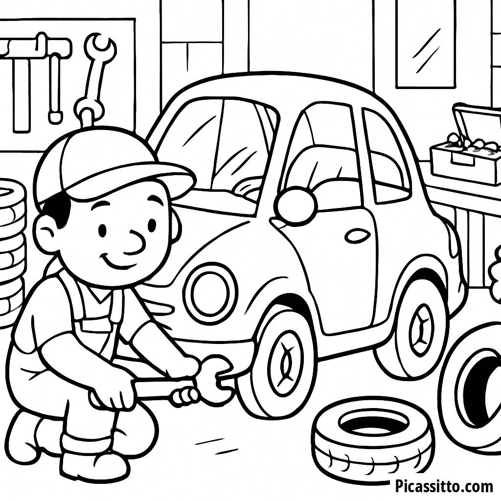 Freundlicher Mechaniker Malvorlage