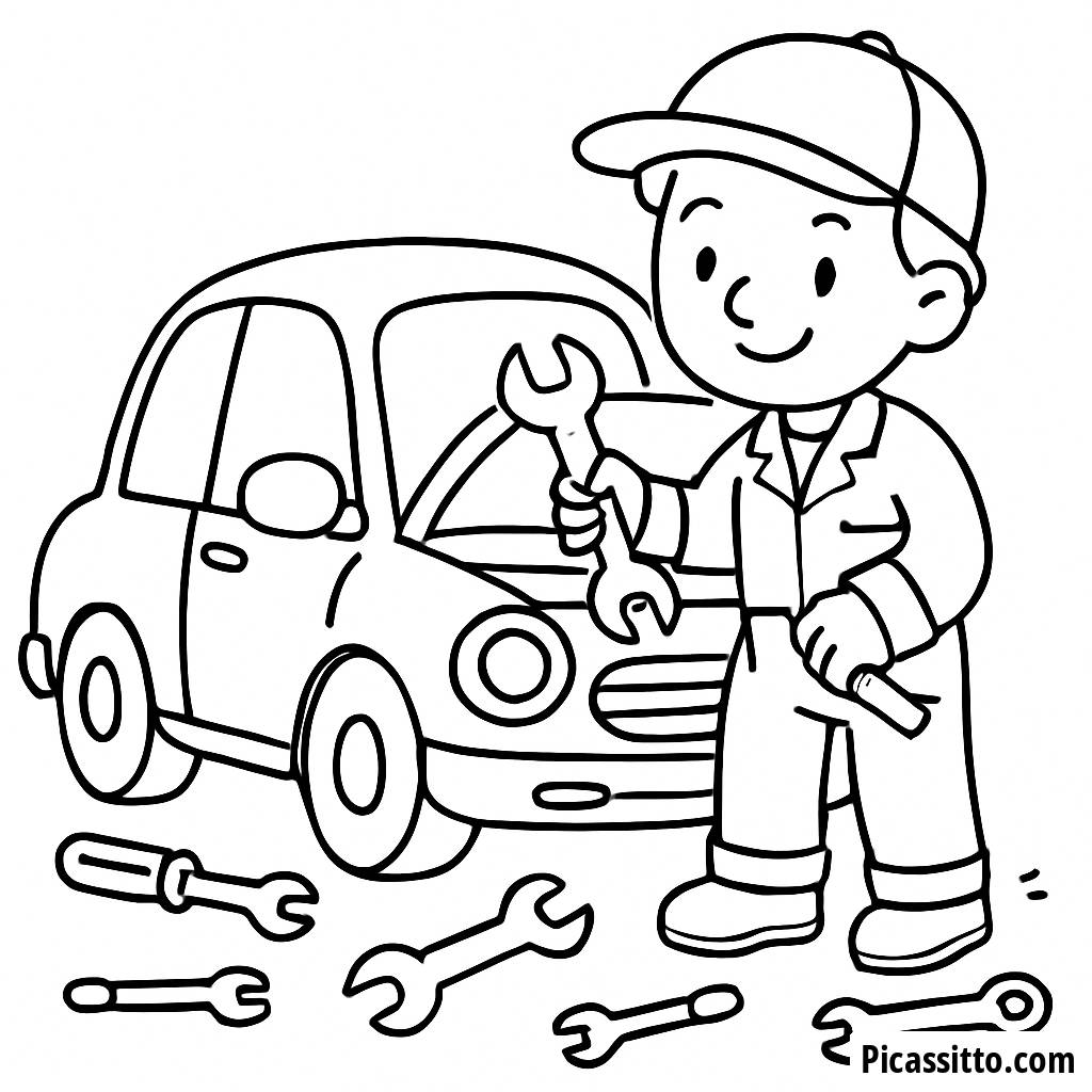 Freundliche Mechaniker Ausmalbild