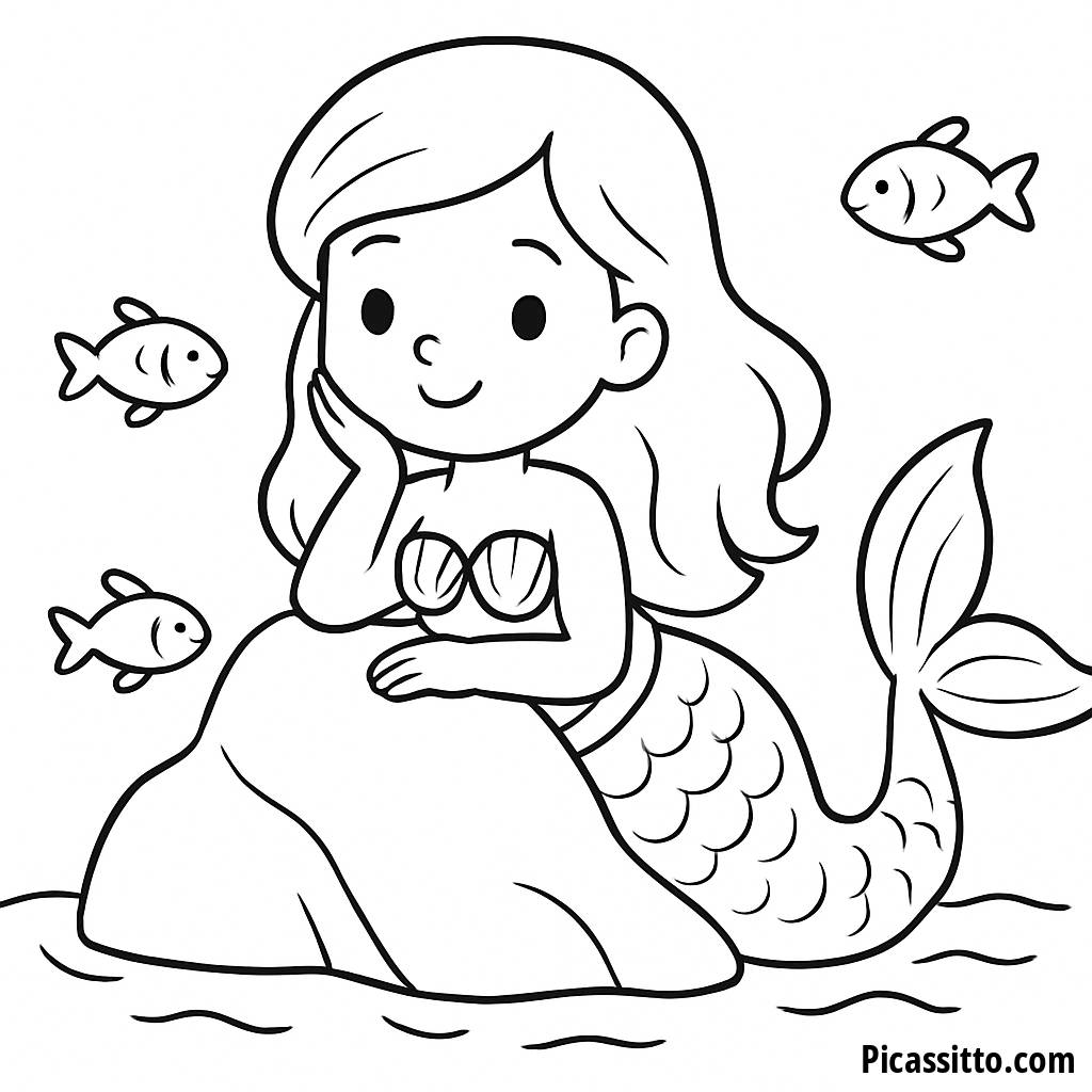 Friendly Mermaid Coloring Page