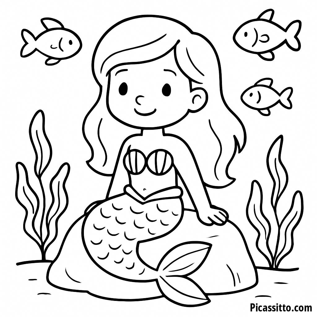 Friendly Mermaid Coloring Page