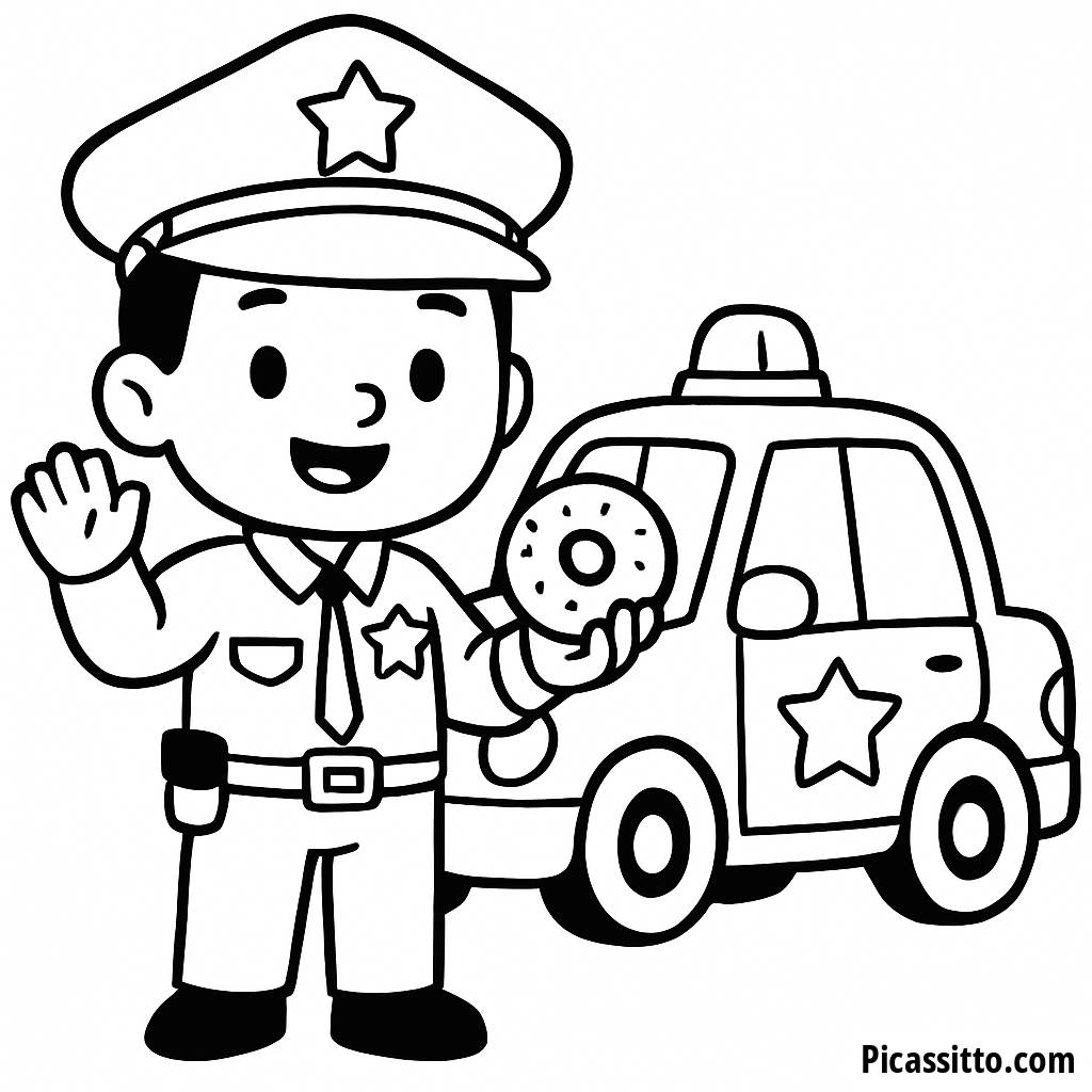 Página para Colorear de un Amable Policía