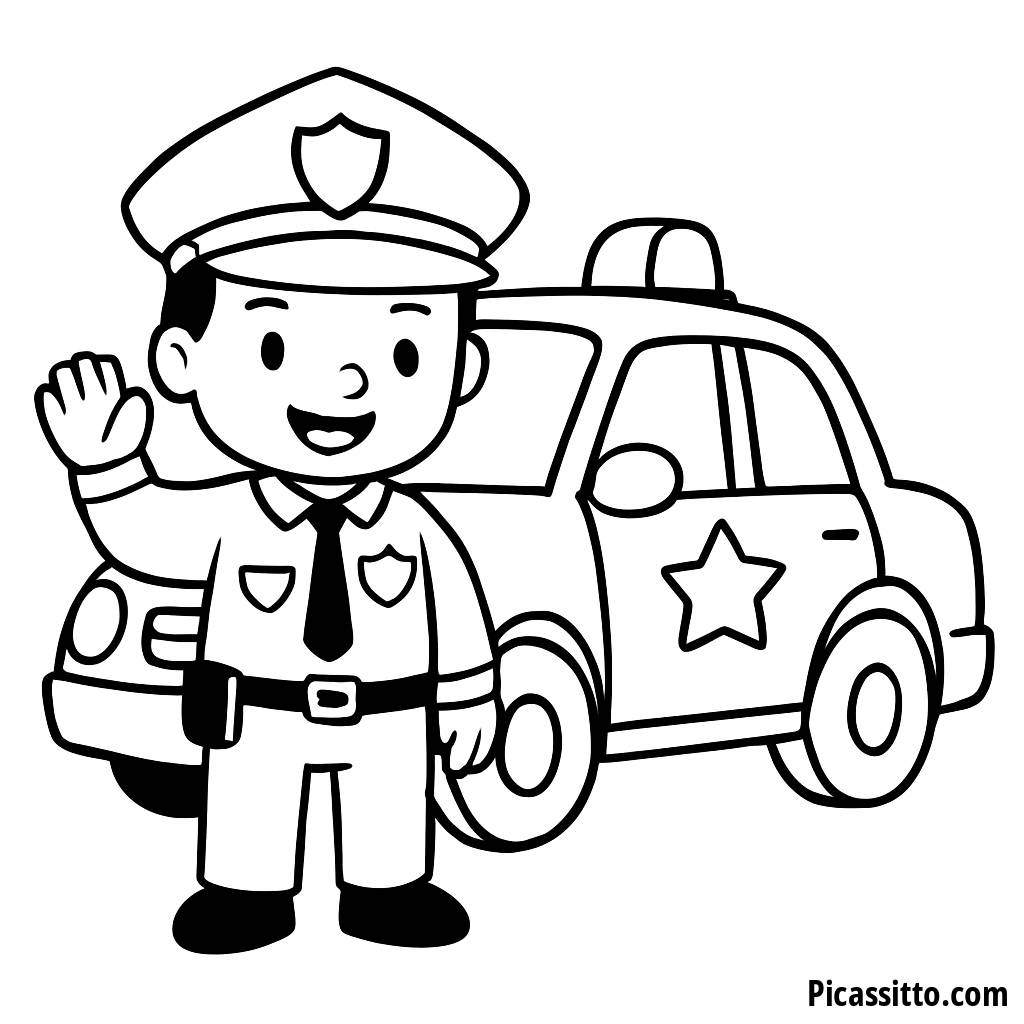 Página para Colorir de um Policial Amigável