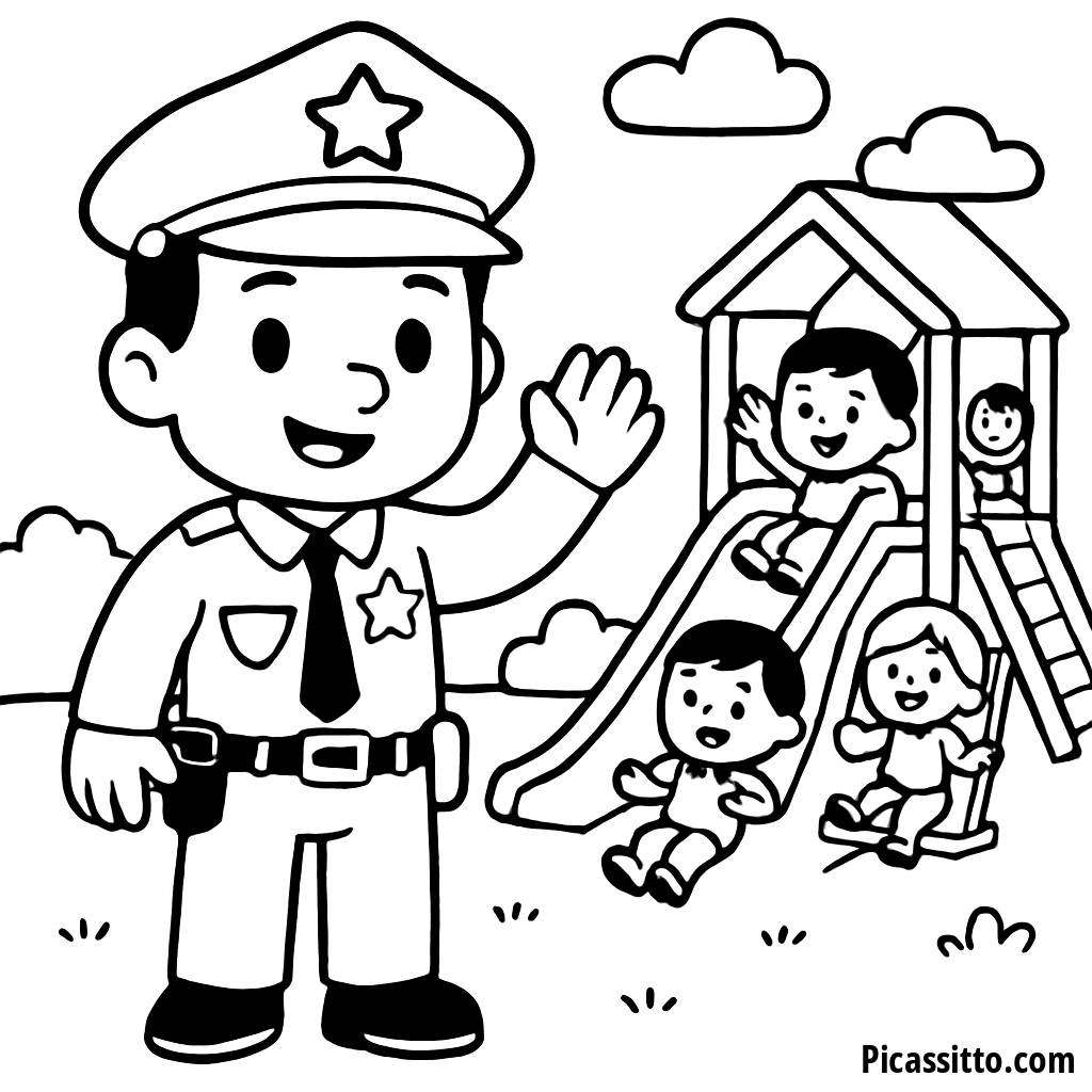 Freundlicher Polizei-Beamter Malvorlage
