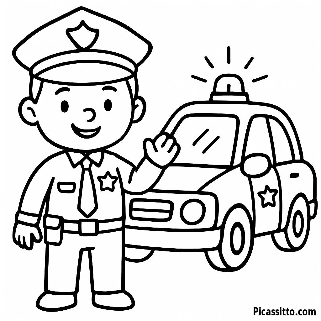 Freundlicher Polizeibeamter Ausmalbild