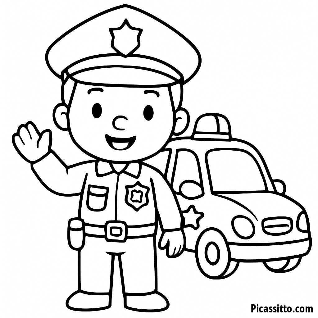 Friendly Police Officer Coloring Page