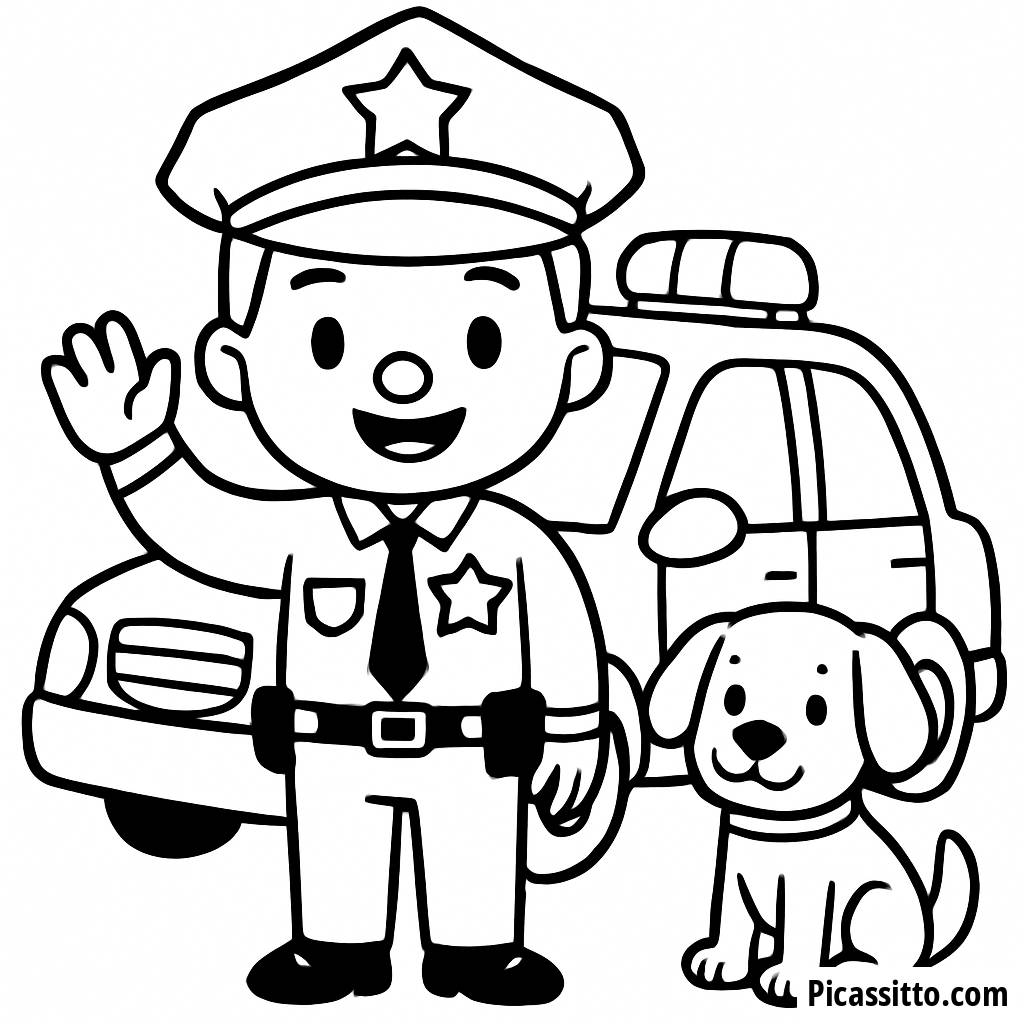 Friendly Police Officer Coloring Page