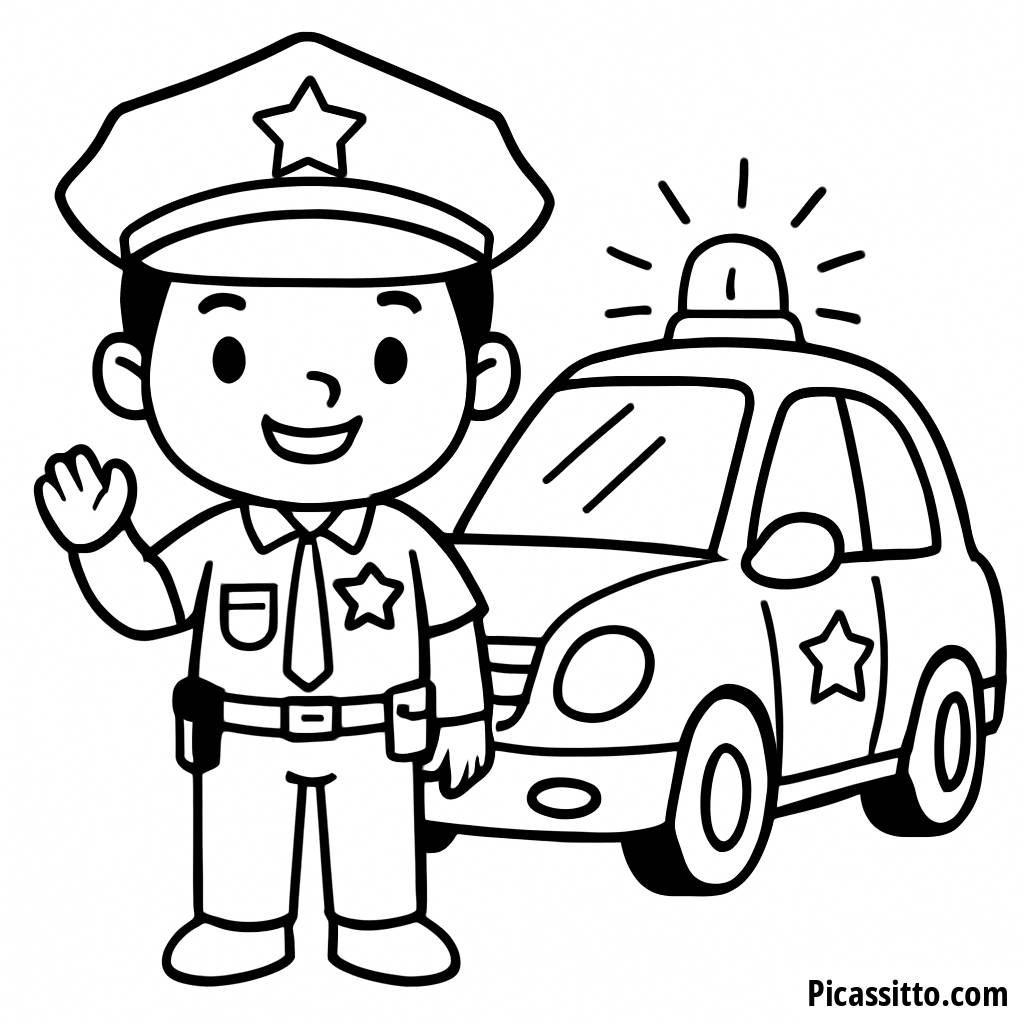 Friendly Police Officer Coloring Page