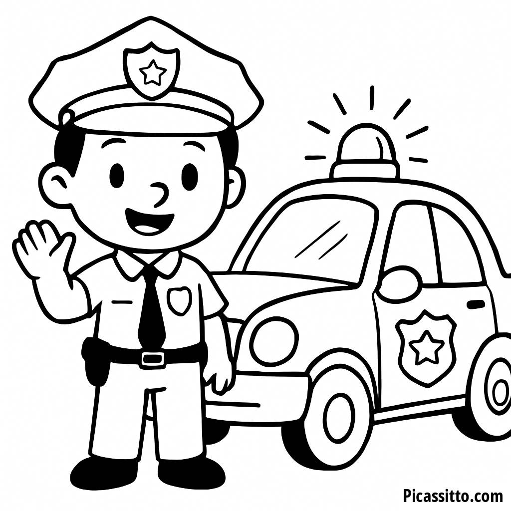 Page à Colorier d'un Policier Amical