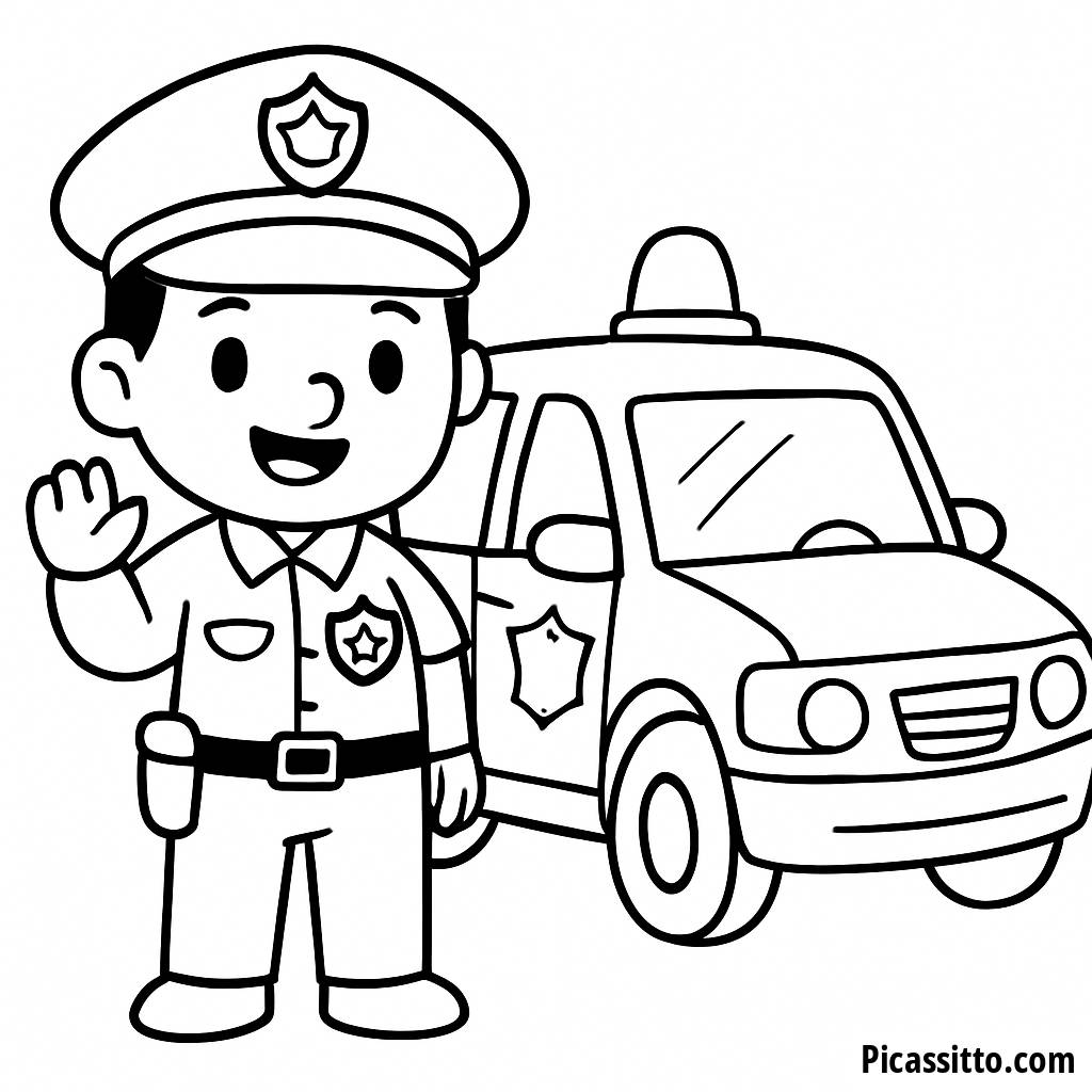 Página para Colorir de um Policial Amigável