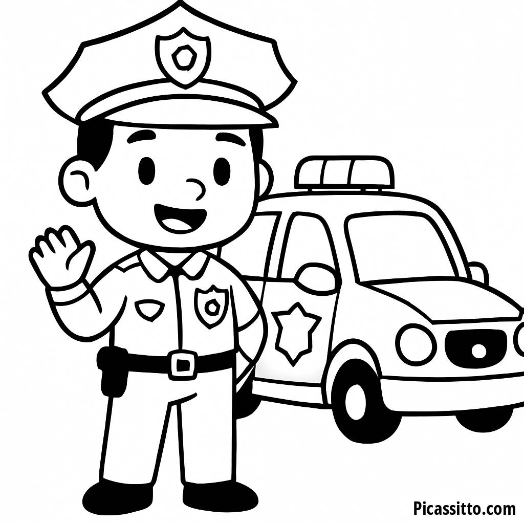 Page à Colorier d'un Policier Amical