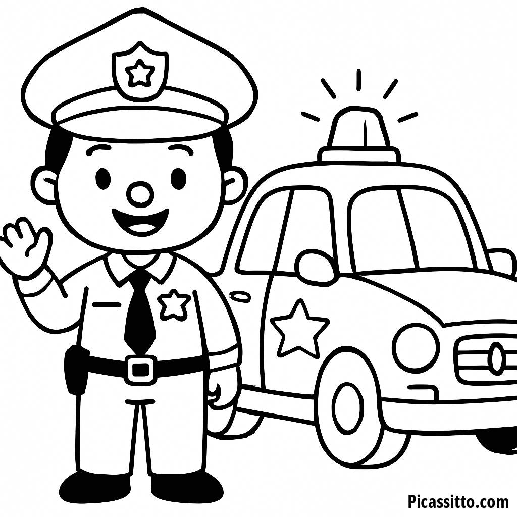 Page à Colorier de Policier Amical