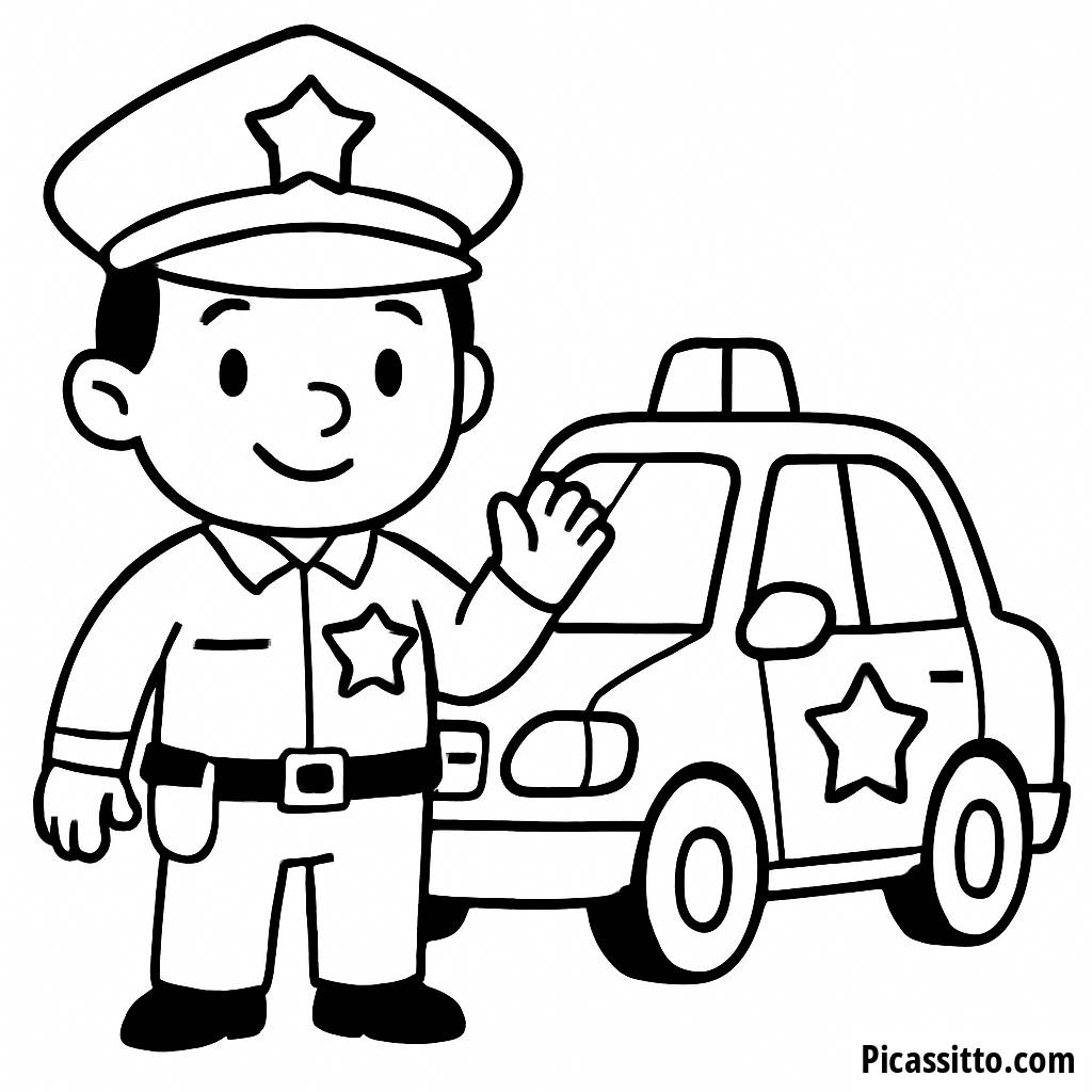 Friendly Police Officer Coloring Page