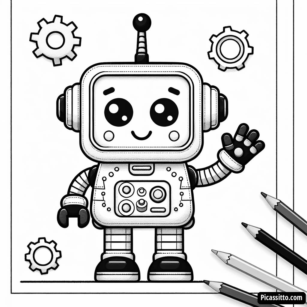 Página para Colorear de Robot Amigable