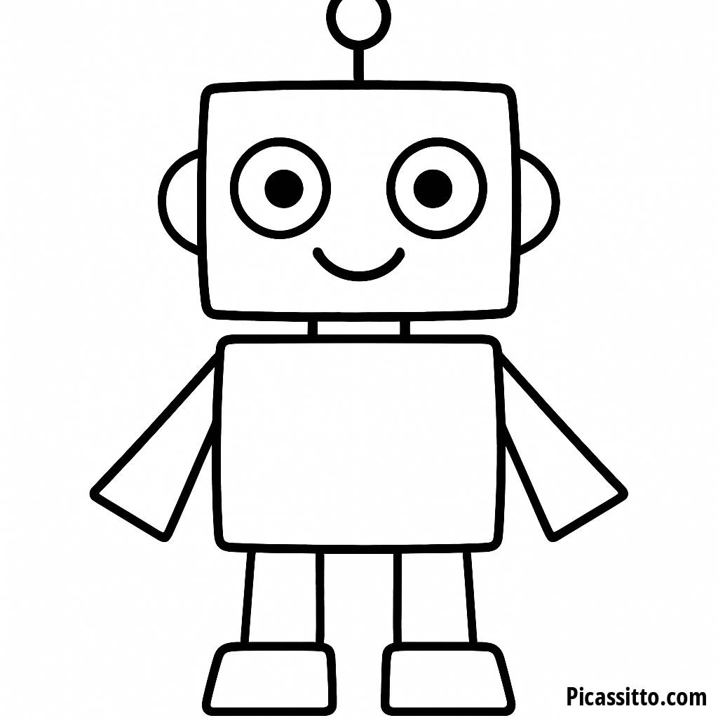 Página para Colorear de un Robot Amigable