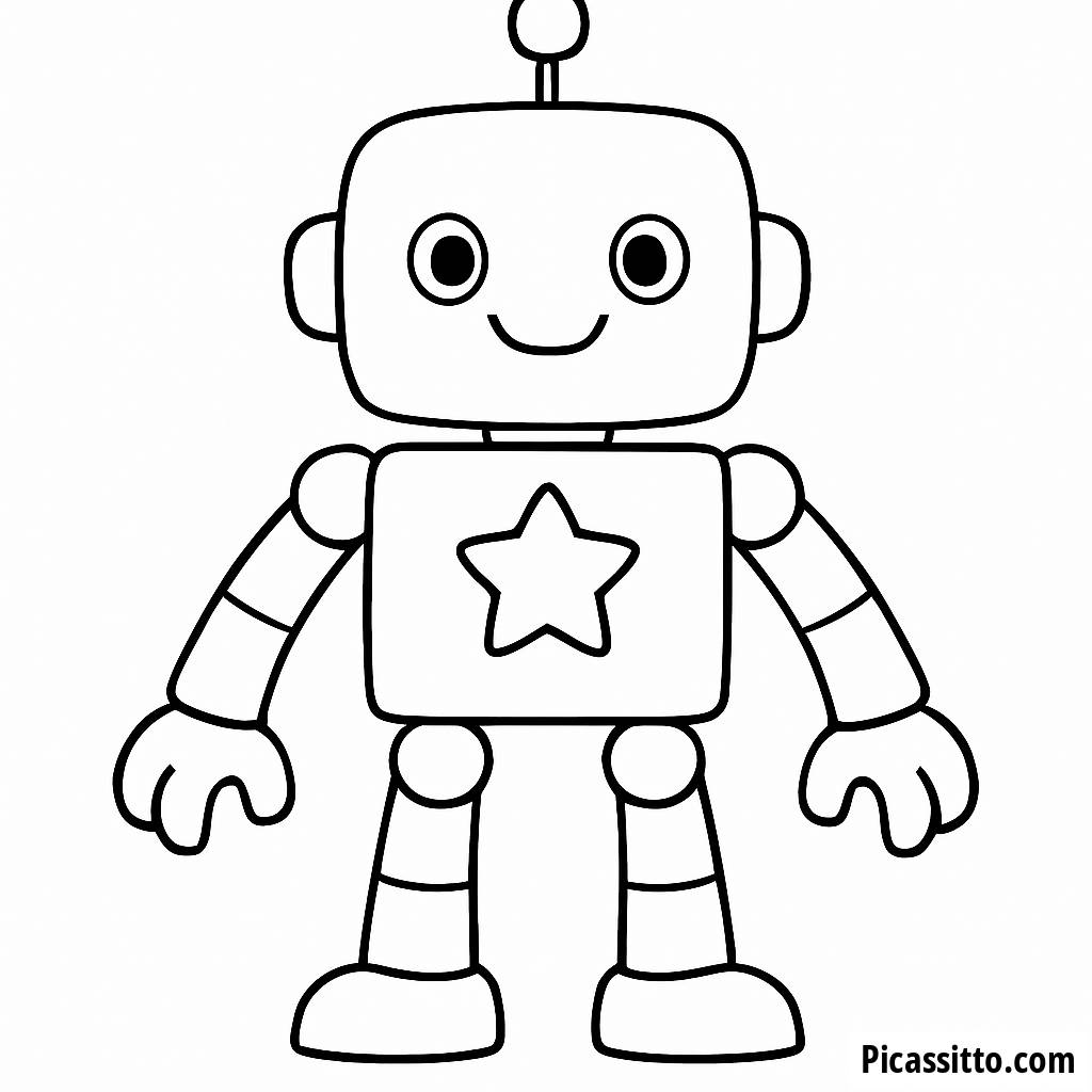 Friendly Robot Coloring Page